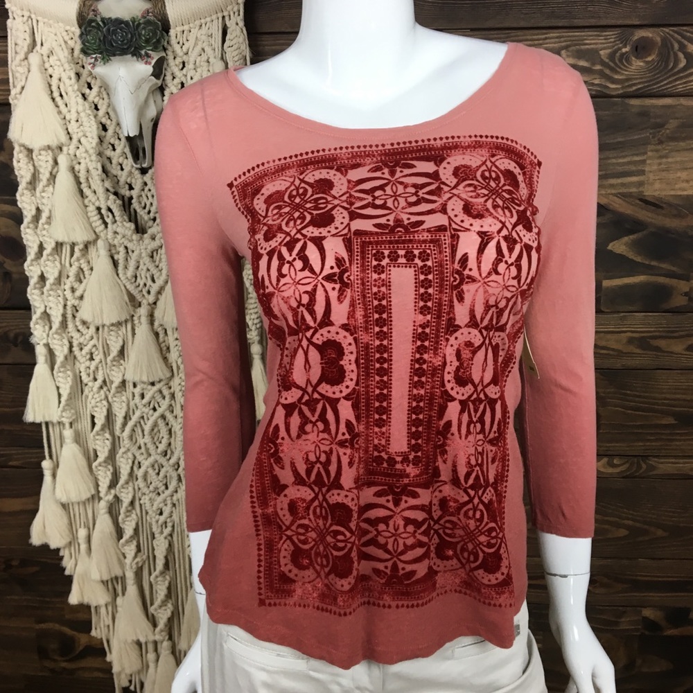 Lucky Brand | Velvet Boho Linen Tee‎ Ombré Color